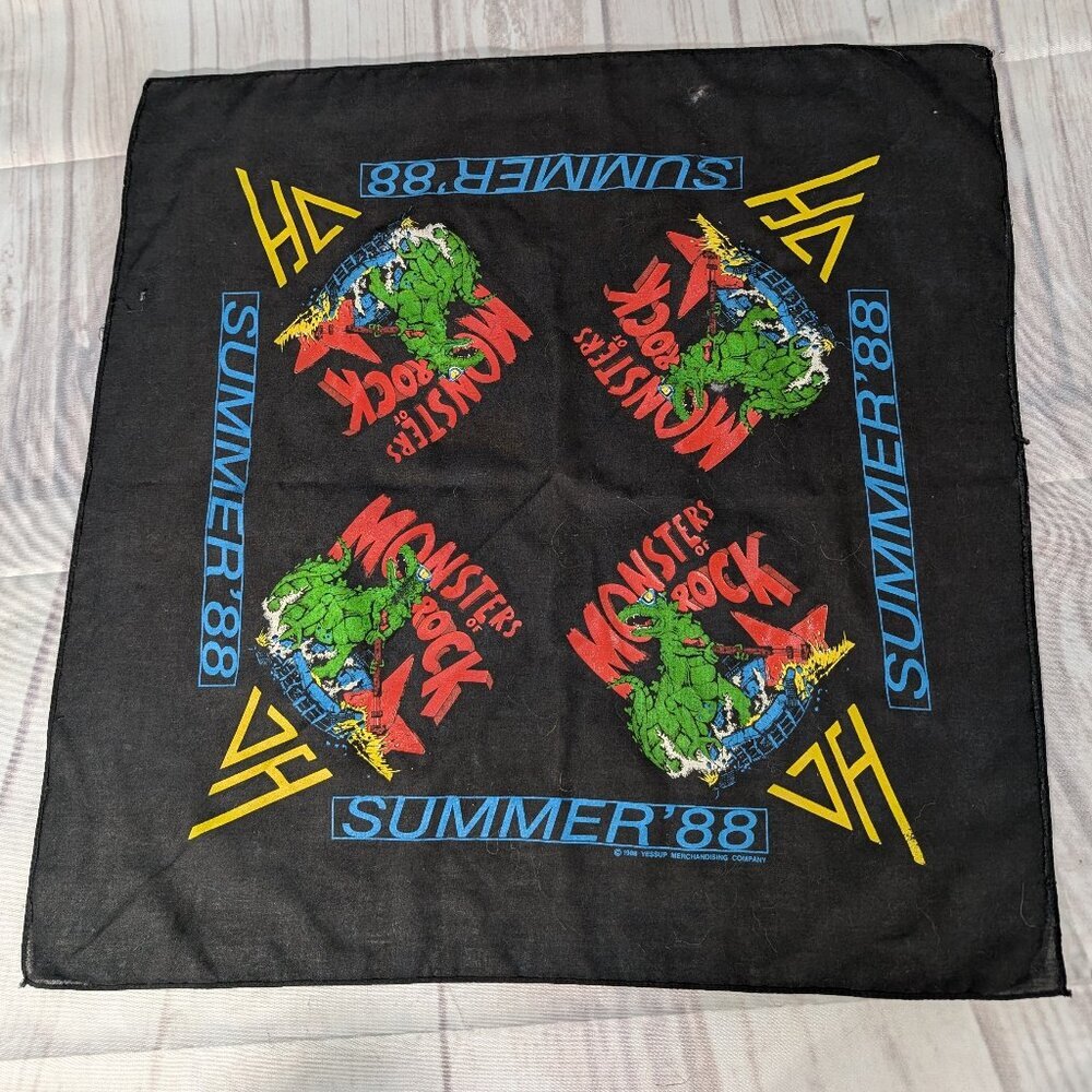Vintage Van Halen Souvenir Monsters Of Rock Tour 1988 Rock Headband Bandana